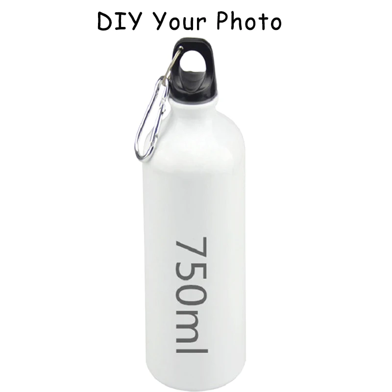 LIQU DIY фотопечать 500 мл алюминиевые спортивные бутылки для воды Велоспорт Кемпинг велосипед чайник открытый езда Питьевая бутылка - Цвет: white 750ml
