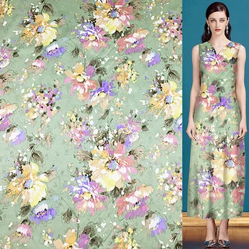 

Floral design 100% pure silk fabric jacquard silk fabric not transparent,SFF158