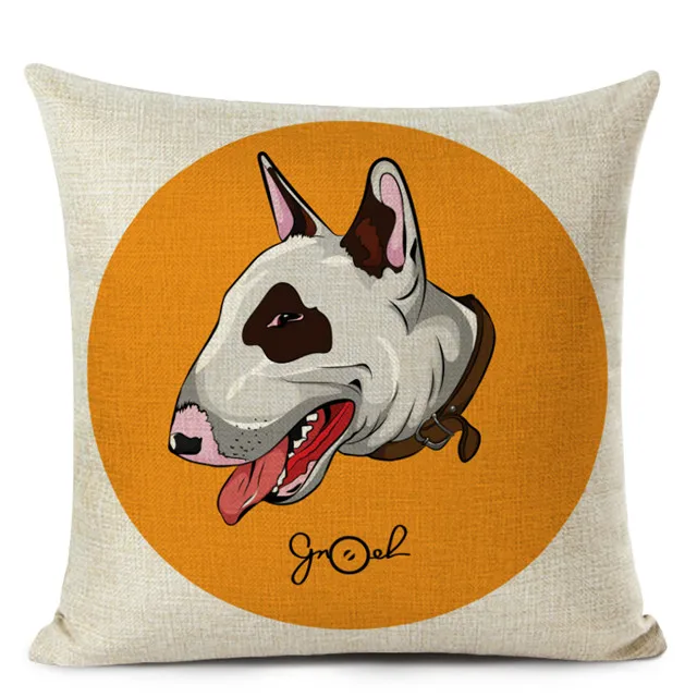 Забавная декоративная наволочка для подушки Бультерьера с принтом милой собаки, льняная наволочка для дивана автомобиля, наволочка, домашний декор, подушки - Цвет: 8