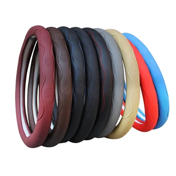 

PU Leather Car Steering Wheel Cover 38CM/15" 9 Colors Universal Steering Wheel Protector Anti-Slip Breathable Four Seasons New