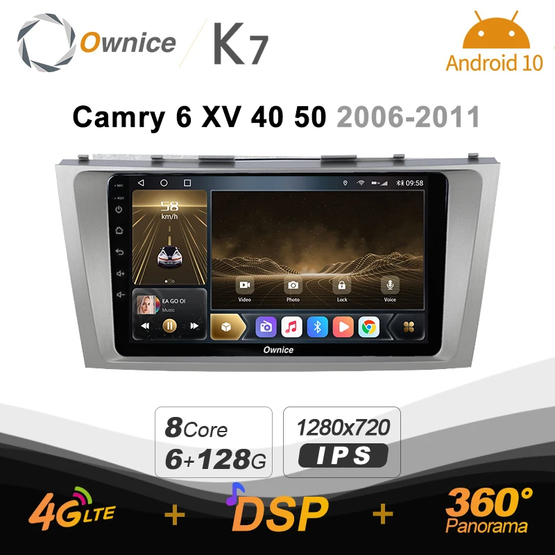 Ownice K7 6G+128G Car Radio for Toyota Camry 6 XV 40 50 2006 - 2011 android 10.0 support Interior Atmosphere Lamp 360 4G LTE | Автомобили