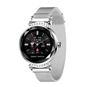 

Lady H2 Smart Watch 3D Rhinestone Glass Heart Rate Blood Pressure Sleep Monito-Silver