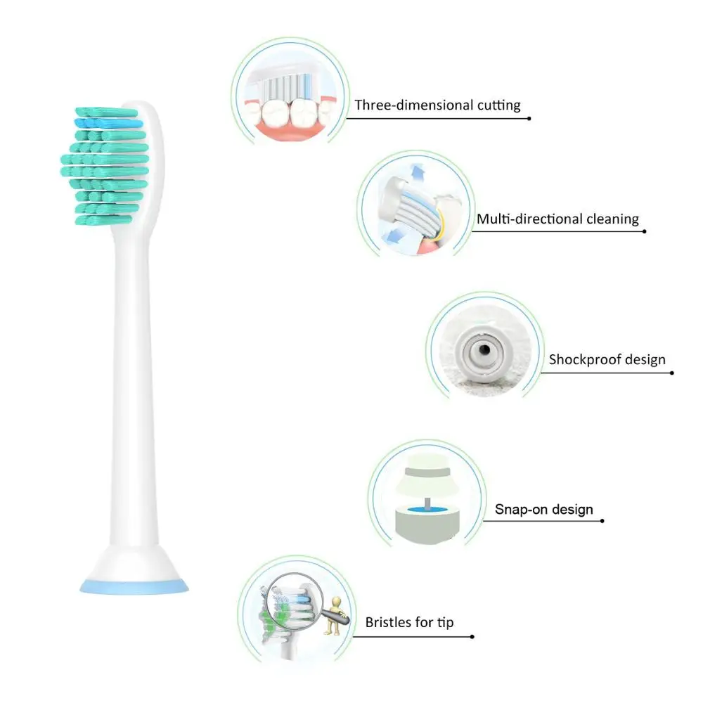 4 шт./лот Замена Зубная щётка головки с крышкой для Philips Sonicare HX6530 HX9340 HX6930 HX6710 HX9140 HX6921 HX6930 HX6932