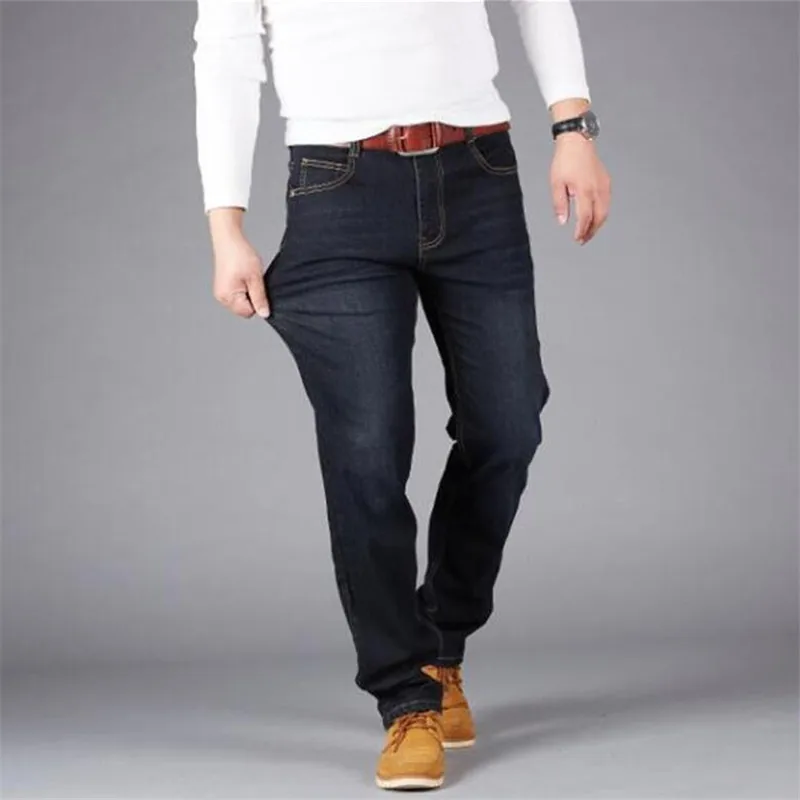 Men's Classic Straight Black Blue Jeans Fashion Business Casual Elastic Loose Trousers Male Brand Pants Plus Size 44 46 48 50 Men's Classic Straight Black Blue Jeans Fashion Business Casual Elastic Loose Trousers Male Brand Pants Plus Size 44 46 48 50