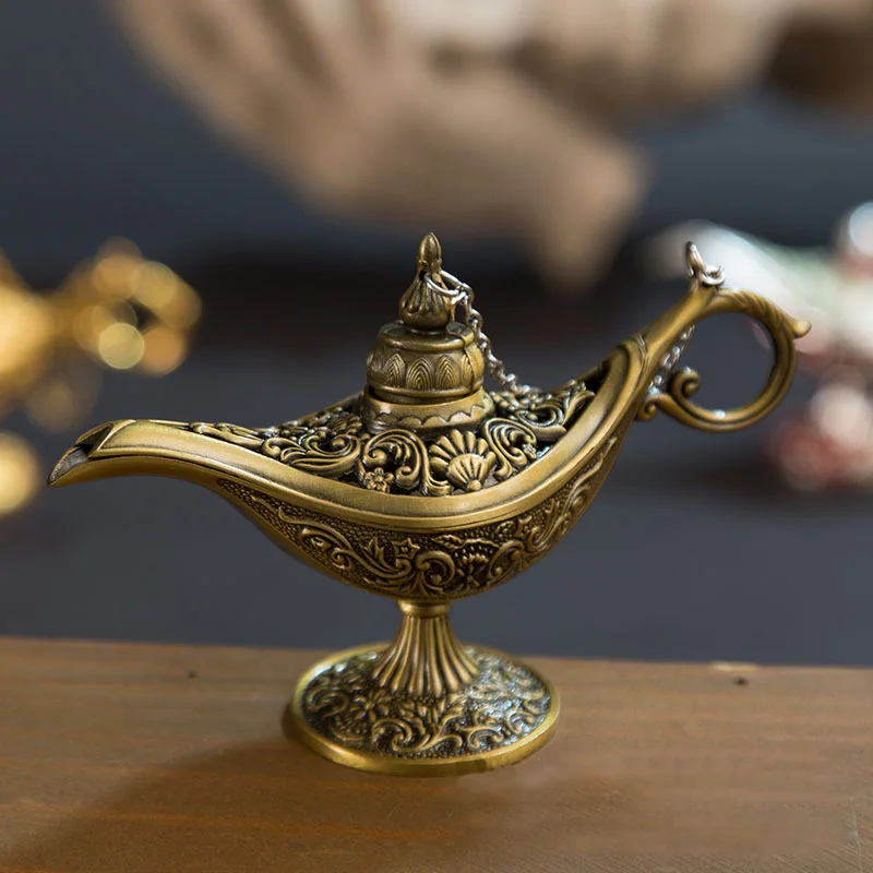 Ближний Восток Aladin лампа фигурка волшебная лампа чайник арабское украшение дома аксессуары позолоченная эмаль Металлическая лампа орнамент