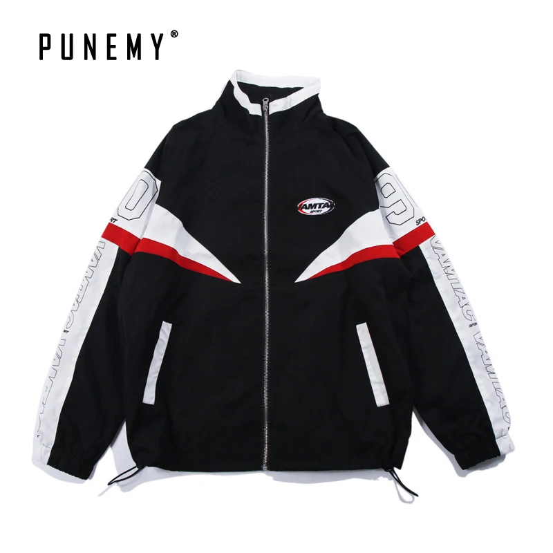 

Retro Hip Hop Men Trench Coats Windbreaker Oversize Zipper Stand Collar Streetwear Harajuku Oversize Swag Man's Trench Coats