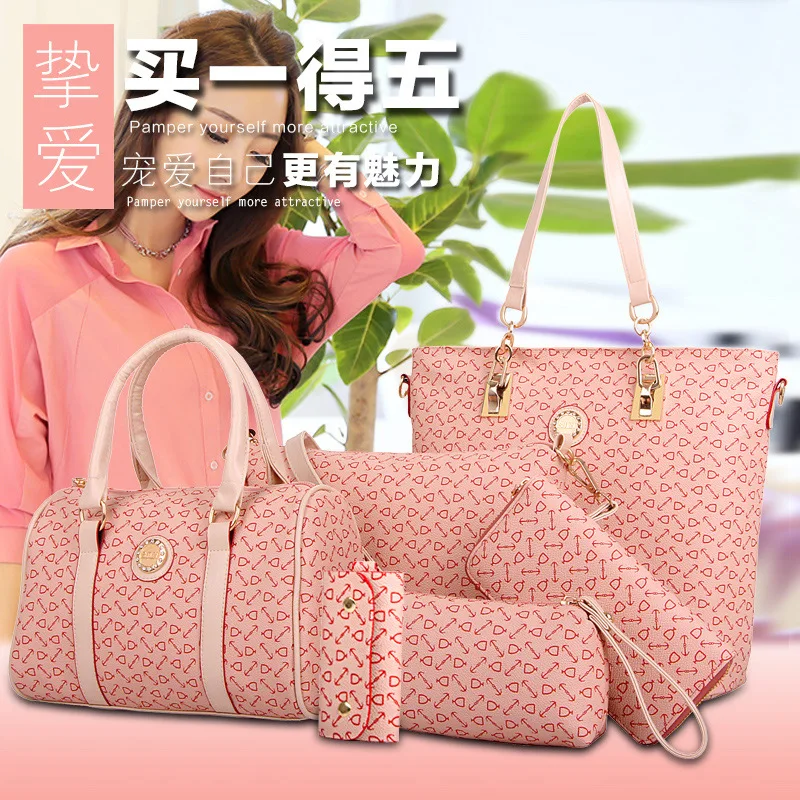 

2019 Summer New Style Different Size Bags-Style Five-Piece Bone Pattern Shoulder Oblique Hand Women's Trendy Bag Buy as Soon as