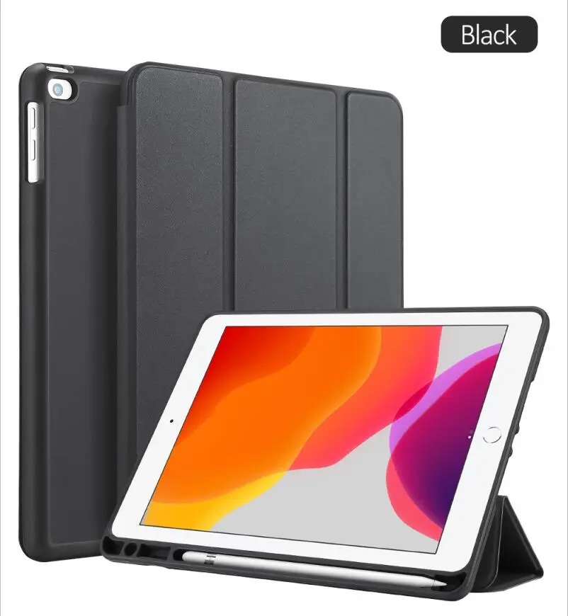 Black Для iPad 7th 10," чехол из гладкой кожи PU кожаный чехол для iPad 10,2 авто сна/Пробуждение легкая подставка чехол - Цвет: Black