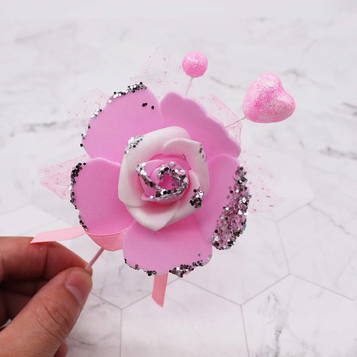 1pcs Foam Lace Rose Handmade Artificial Flowers Bouquet For Wedding Decoration DIY Scrapbooking Decorative Wreath Fake Flowers - Цвет: 7