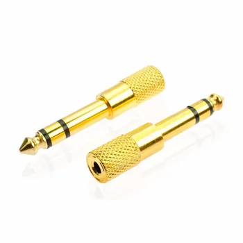 

JRGK Audio jack converter adapter stereo jack for 6.5 mm male to 3.5 mm Female electric guitars headset microphone golden