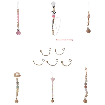 

2018 NEW Natural Wood Beaded Clip Dummy Chain Pacifier Chain Nipple Holder For Infant Soother Teether Dummies Clip Holder