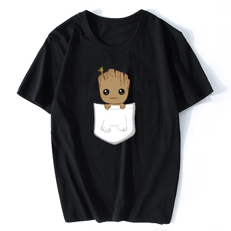Tyburn Мужская футболка Baby Groot Pocket Tee забавные стражи Галактики крутой белый черный - Цвет: black