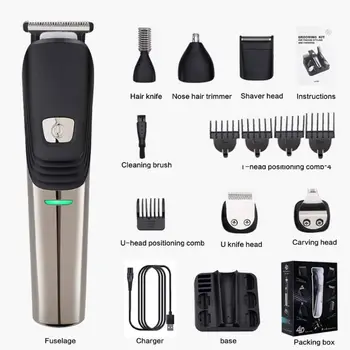

Professional 6 in 1 Hair Clipper Kit Men Beard Trimmer Barber Grooming Tool Rechargeable Cordless Haircut Machine for Home Use