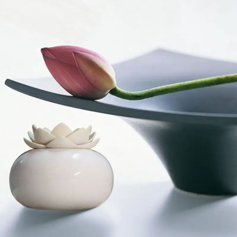Top Deals 200Ml Ceramic Ultrasonic Aroma Humidifier Air Diffuser Simplicity Lotus Purifier Atomizer Essential Oil Diffuser(White