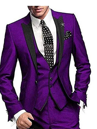 Purple Новое поступление женихов мужской пиковый черный нагрудный смокинг для жениха бордовый мужские костюмы для свадьбы лучший мужской блейзер(пиджак+ брюки+ жилет - Цвет: Purple