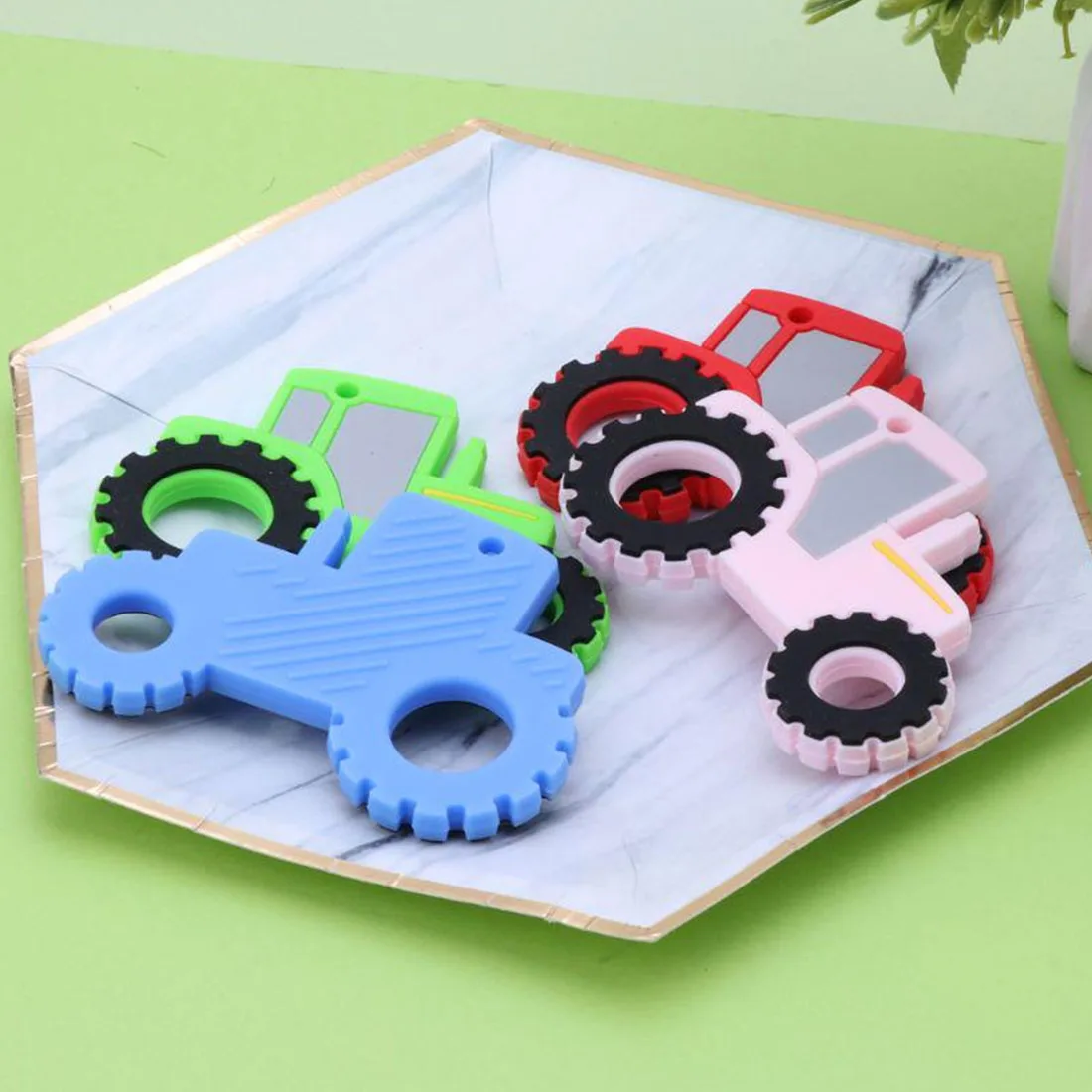 

Beads DIY Car Shaped Chew Necklace Nursing Tool Pendant Food Grade Silicone BPA Baby Silicone Teether Teething Toy