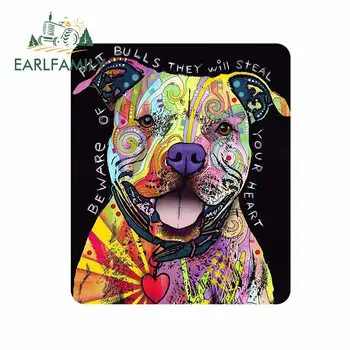 

EARLFAMILY 13cm x 11.1cm for Beware of PitBulls Personality Decal Creative VAN Waterproof DIY Funny Car Stickers JDM Decoration