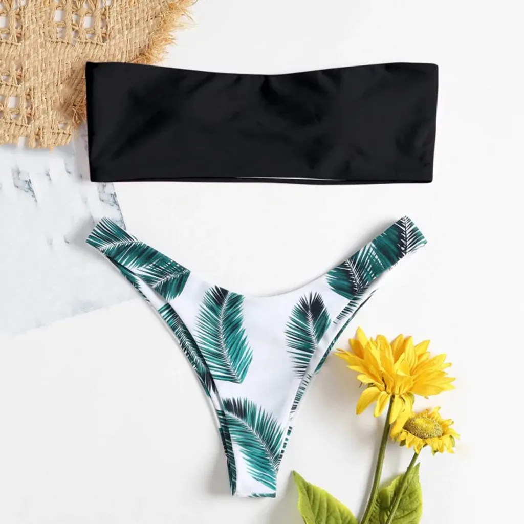 Sexy Women Bikini Set Off Shoulder Print Padded Swimwear High Waist Mujer Bathing Swimsuit Beachwear Swim Wear #30 |