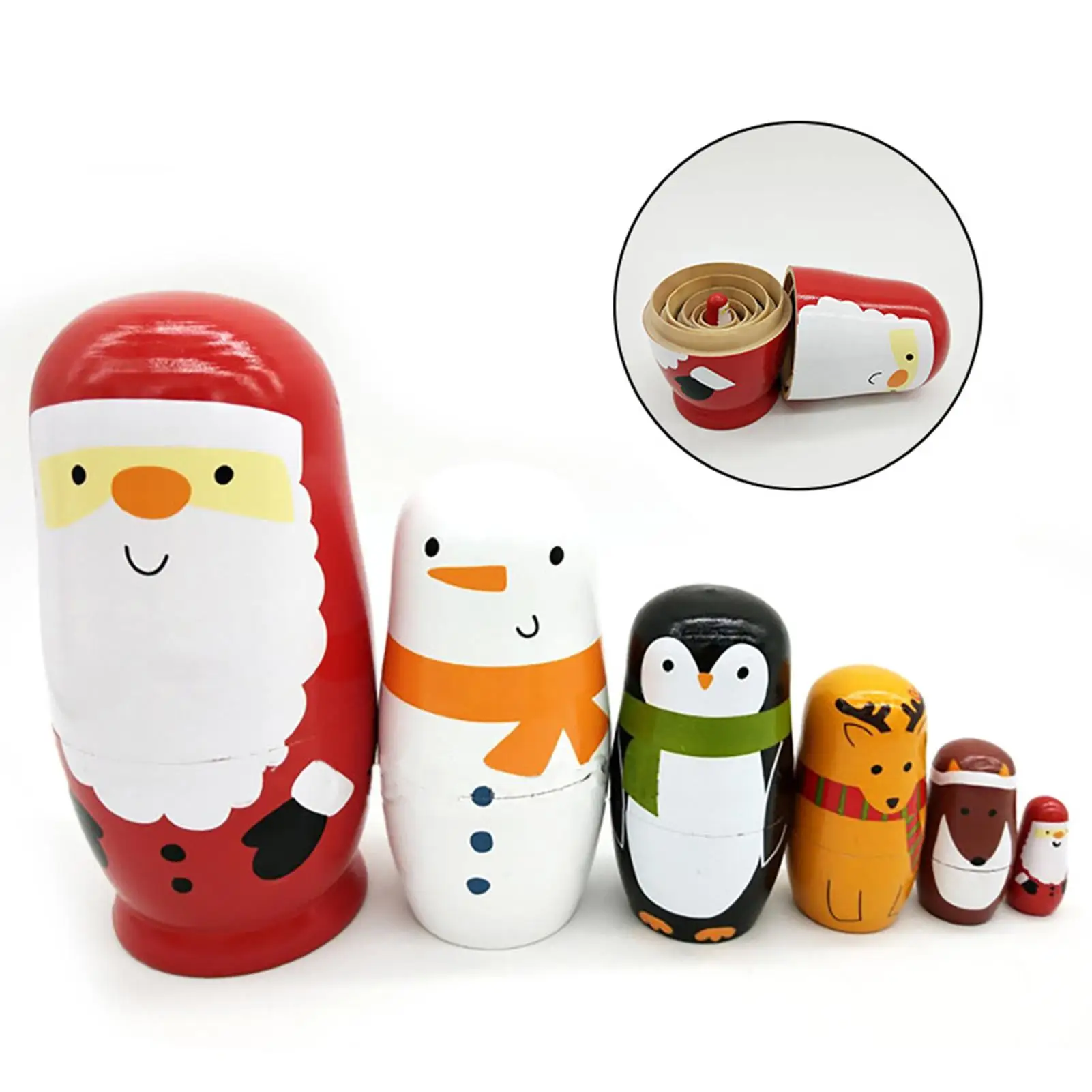 

Creative Russian Matryoshka Six-layer Santa Claus Wooden Toys Valentine Gift Home Crafts Decor