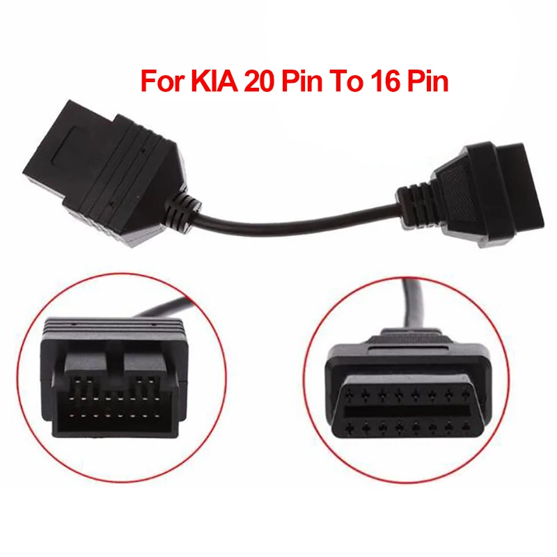 OBD2 Cable For KIA 20 Pin To 16 Pin OBDII Diagnostic Tool Scanner Code Reader Adapter Car Connector Cable For KIA 20Pin Adapter battery load testing Diagnostic Tools