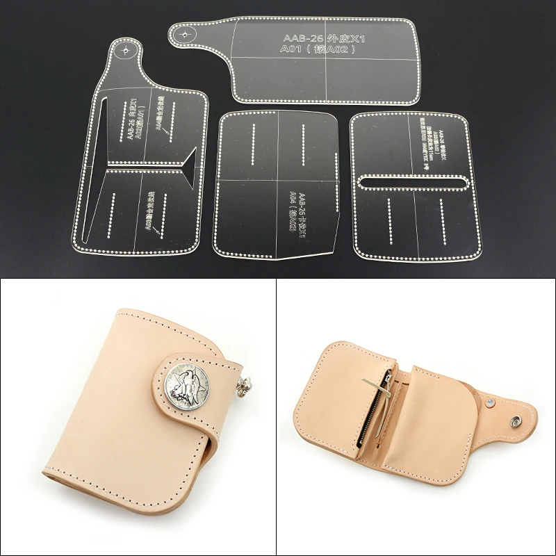 

Acrylic Transparent Template Handmade Short Wallet Pattern High Quality DIY Leather Craft Acrylic Template Tool