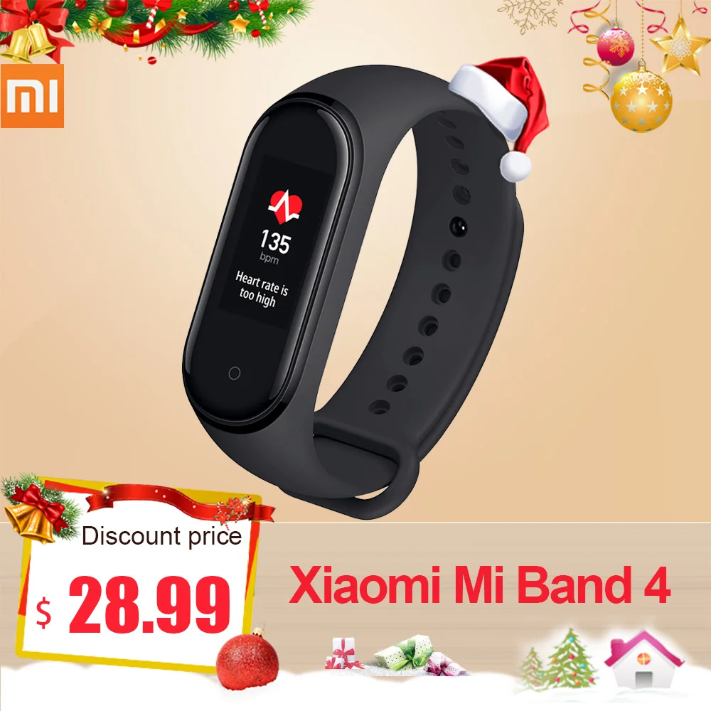 Xiaomi Mi Band 4 новейший музыкальный умный Браслет фитнес-трекер для измерения сердечного ритма 0,9" цветной AMOLED экран BT 5,0 браслет