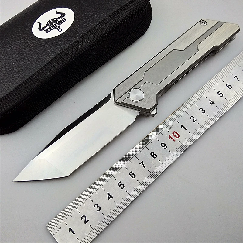 

KESIWO folding knife D2 blade pocket tactical knives EDC camping survival TC4 titanium handle flipper ball bearing hunting tools