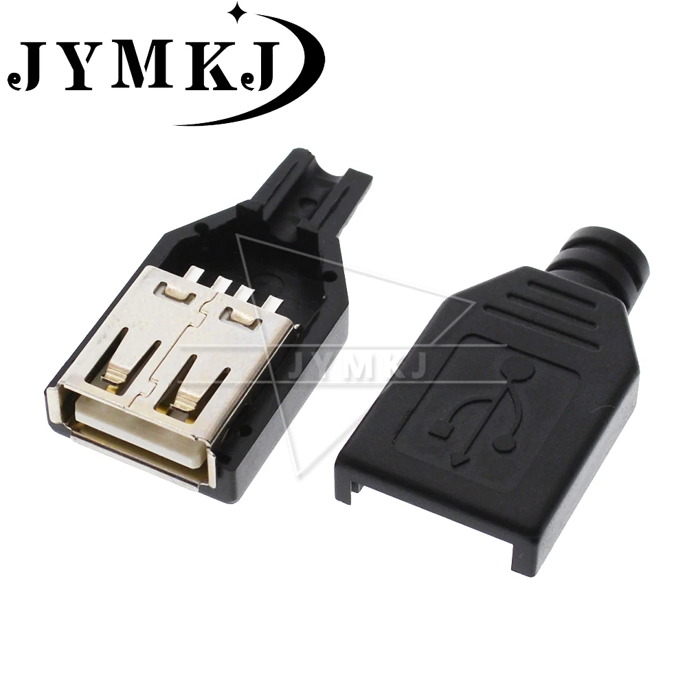 

New/ 10pcs Type A Female USB 4 Pin Plug Socket Connector With Black Plastic Cover
