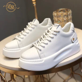 

RY-RELAA women sneakers 2020 springtime news white sneakers Genuine Leather platform sneakers silver shoes women casual shoes