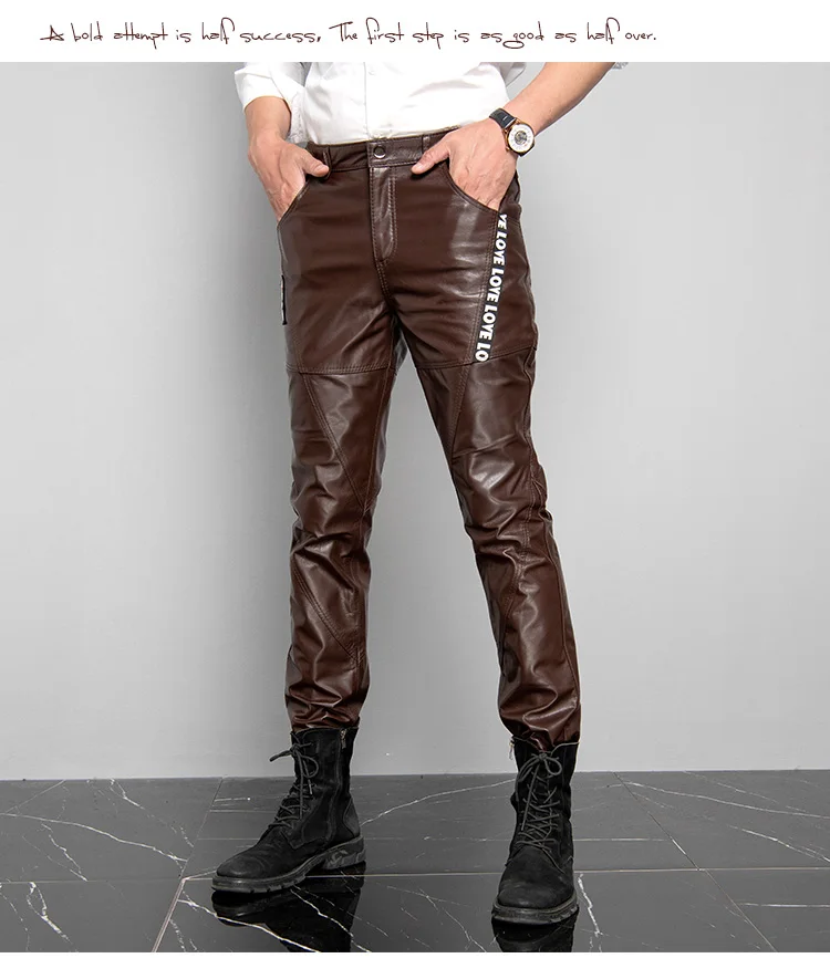 Description Picture 5 of itemGenuine Leather Pants Men Real Sheepskin Motorcycle Male Trousers Autumn Winter Fashion Korean Hip Hop Punk Streetwear Plus Size