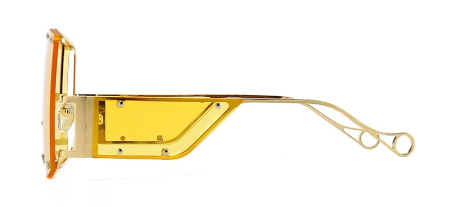 46215 квадратные негабаритные зеркальные солнцезащитные очки для мужчин и женщин, солнцезащитные очки с металлическими заклепками, трендовые уникальные очки UV400