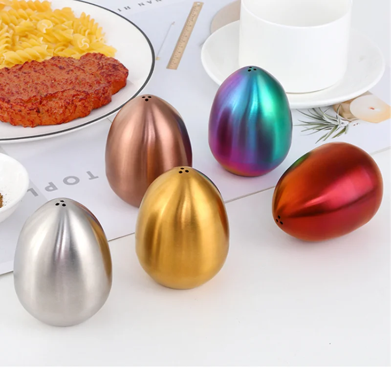 Stainless Steel Seasoning Pot Egg-shaped Seasoning Bottle Toothpick Pot Toothholder Creative Salt and Pepper Pot Kitchen Tool