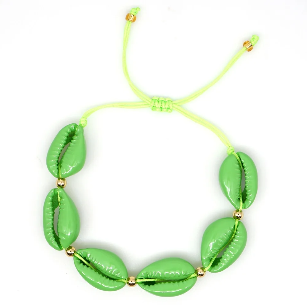 Go2boho Cowrie-Shell браслет женский летний пляжный натуральный красящий браслет ювелирные изделия богемные радужные Pulseras Mujer регулируемый