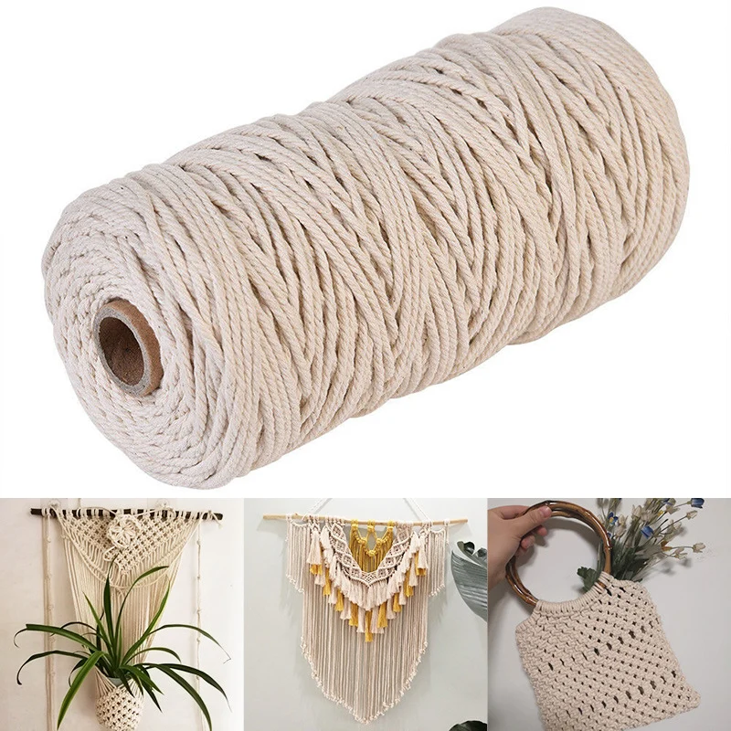 

Cotton Natural 100% 100 m Crafts DIY Twisted Cord Macrame String Beige