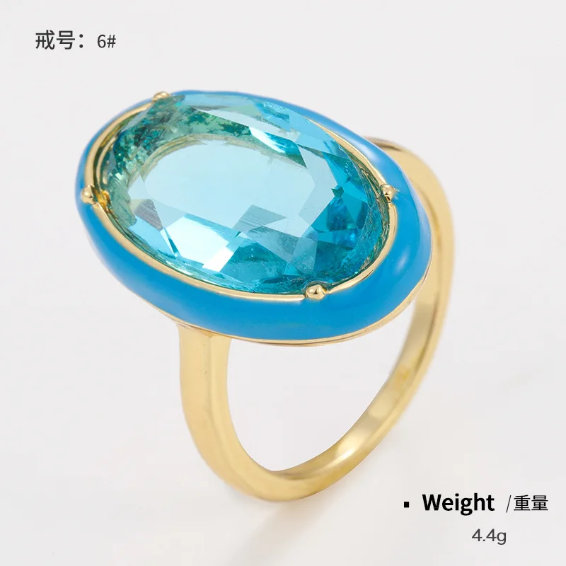 Wedding Finger Ring Irregular Geometric Square Round Colorful Crystal Cubic Zirconia Dripping Oil For Women Jewelry Gifts