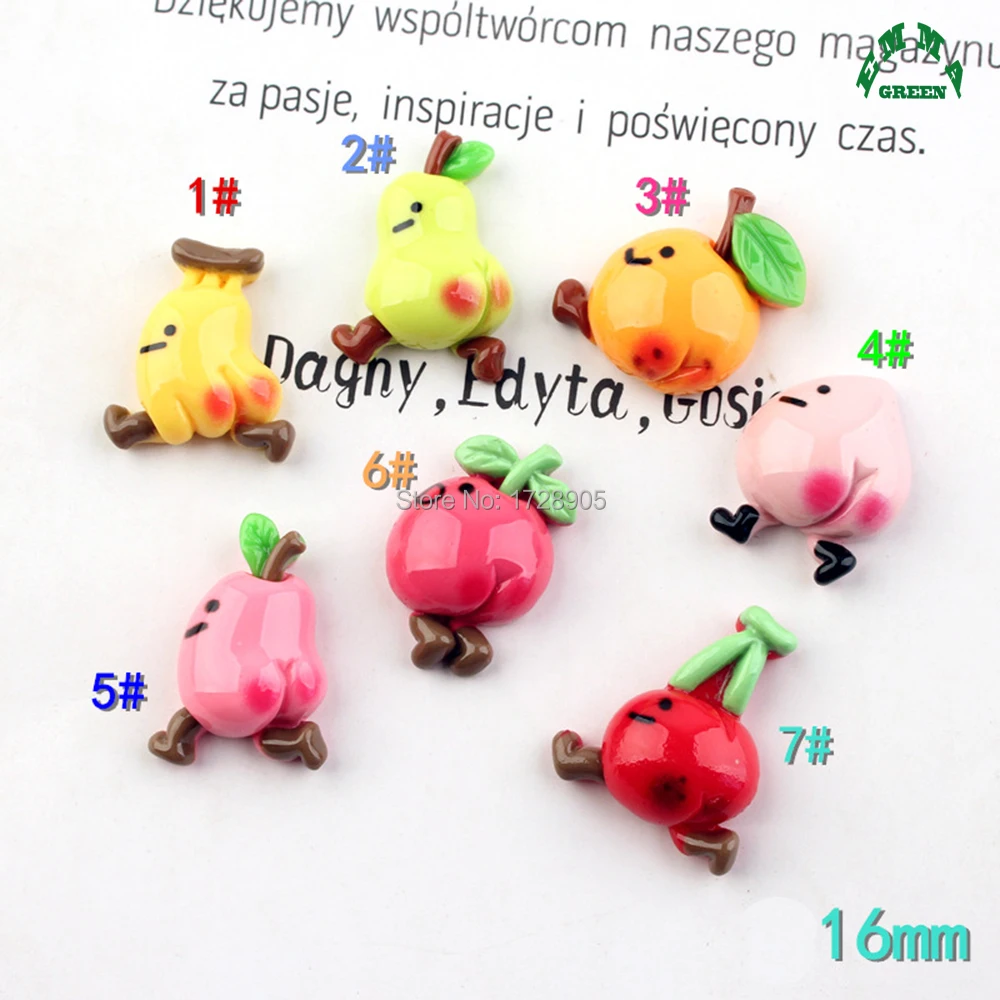 

cute Fruit Charm Flatback Cabochon 20pcs Cartoon figure Resin Charms Cabochons Flatback for Hair Bow Center Craft