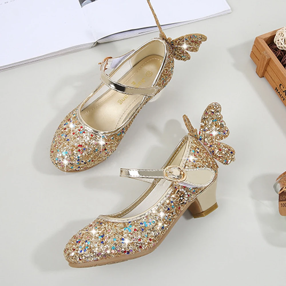 KIDS Fashion Girls Sparkly Dress Shoes,Adorable Kids Party Heels Pumps,Glitter Princess Mary Jane Shoes