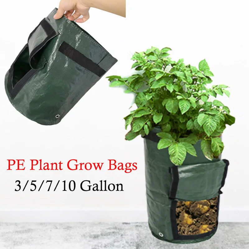 gold plant pot 5Pcs/Pack PE Potato Grow Container Bag DIY Planter Vegetable Gardening Thicken Vegetable Pot Planting Grow Bag Garden Tool garden