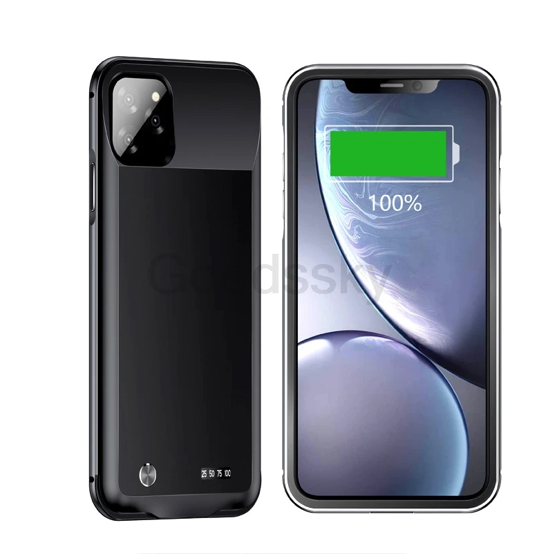 5000 мА/ч чехол с алюминиевой рамкой для зарядного устройства для iPhone 11 Pro Max Silm ударопрочный Дополнительный внешний аккумулятор чехол для зарядки светодиодный дисплей