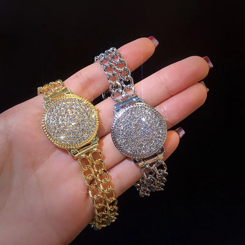 Metal Bracelet Fashion Luxury Classic Punk Chain Bracelets For Women Gold Silver Color Rhinestone Charm