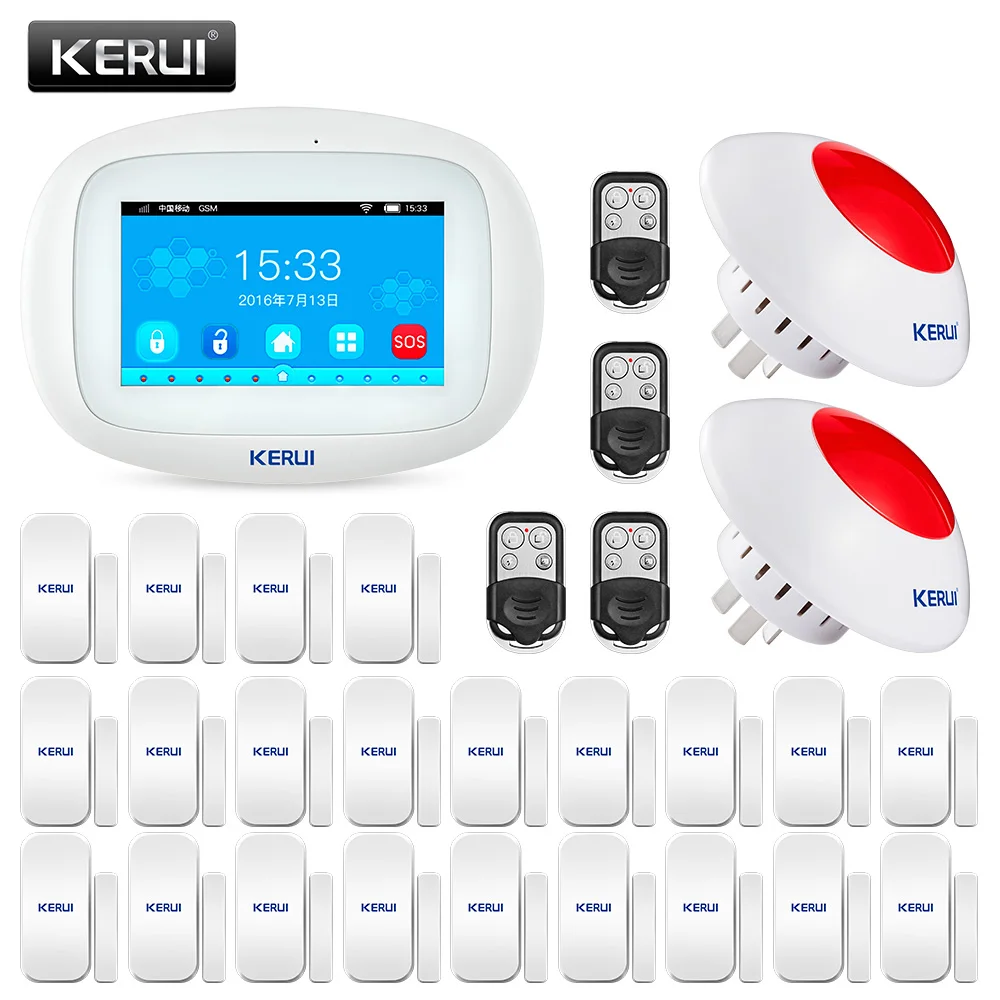 KERUI K52 Touch Screen WIFI GSM Alarm Security Home Alarm System Home Door Open Reminder Window Sensor Wireless Siren Remotes