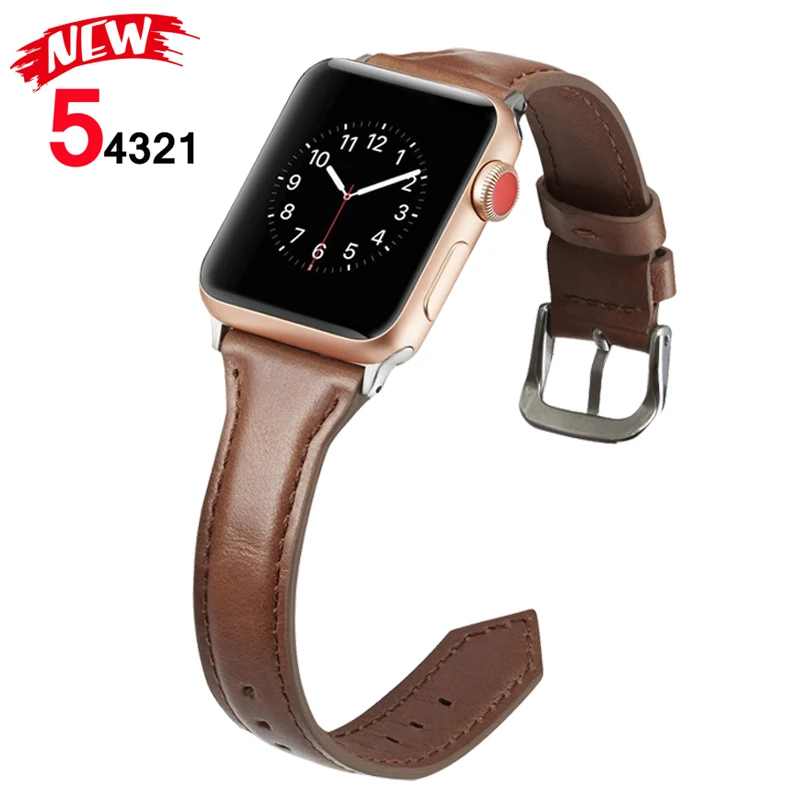 

strap for apple watch band 44mm 40mm iwatch 5 4 3 band 42mm 38mm Narrow Thin slim leather correa belt bracelet band