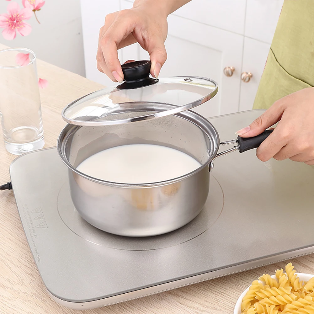 

Hot Stainless Steel Milk Noodle Saucepan Pan Pot with Glass onstick Skillet Non-stick Kitchen Cooking Tool Accessories