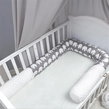 

200cm Gray Elephant Cotton Breathable Anticollision Baby Playpens Cushion Crib Bumper Fence Room Decoration Baby Toys -30