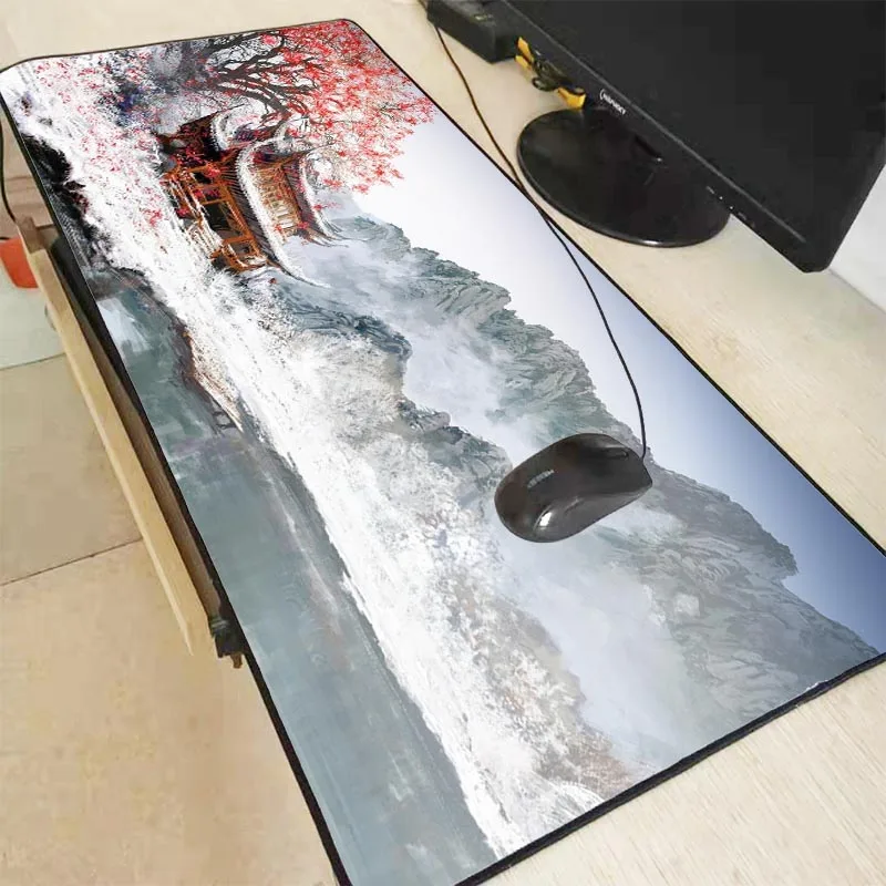 

XGZ Japan Cherry Blossom Anime Mouse Pad Gamer Large Lock Edge Soft Durable Gaming Mousepad Non-slip Rubber Computer Desk Mat