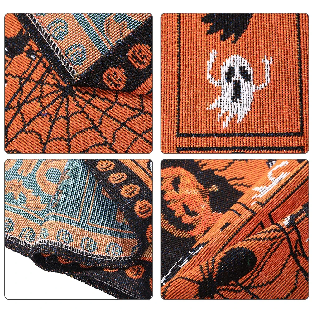  Decorative Table Runner Linen Table Cloth with Tassels for Halloween Easter Dinner Parties Supplies