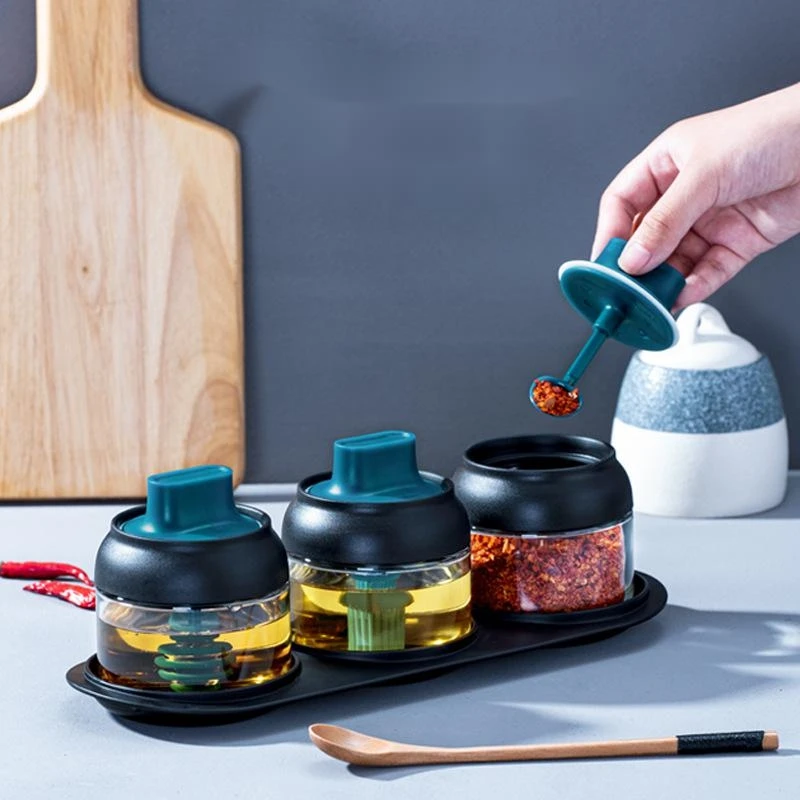 

Cooking Seasoning Bottle Condiment Dispenser Bottle Glass Storage Bottles for Oil Honey Salt Container Kitchen Tools Accessories