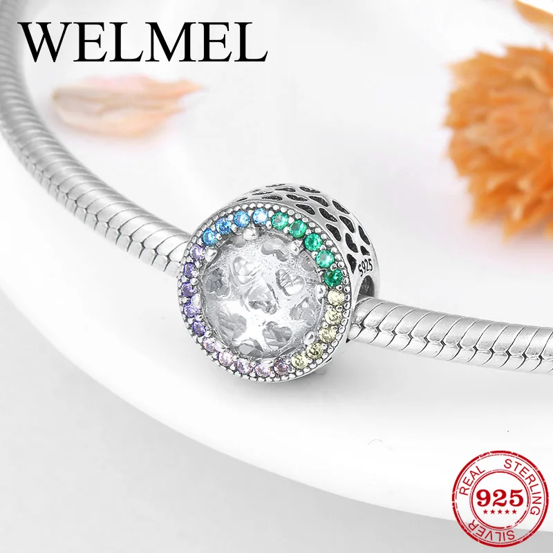 

Fashion 925 Sterling Silver round shape colorful CZ Fine beads Fit Original Pandora Charm Bracelet Jewelry making