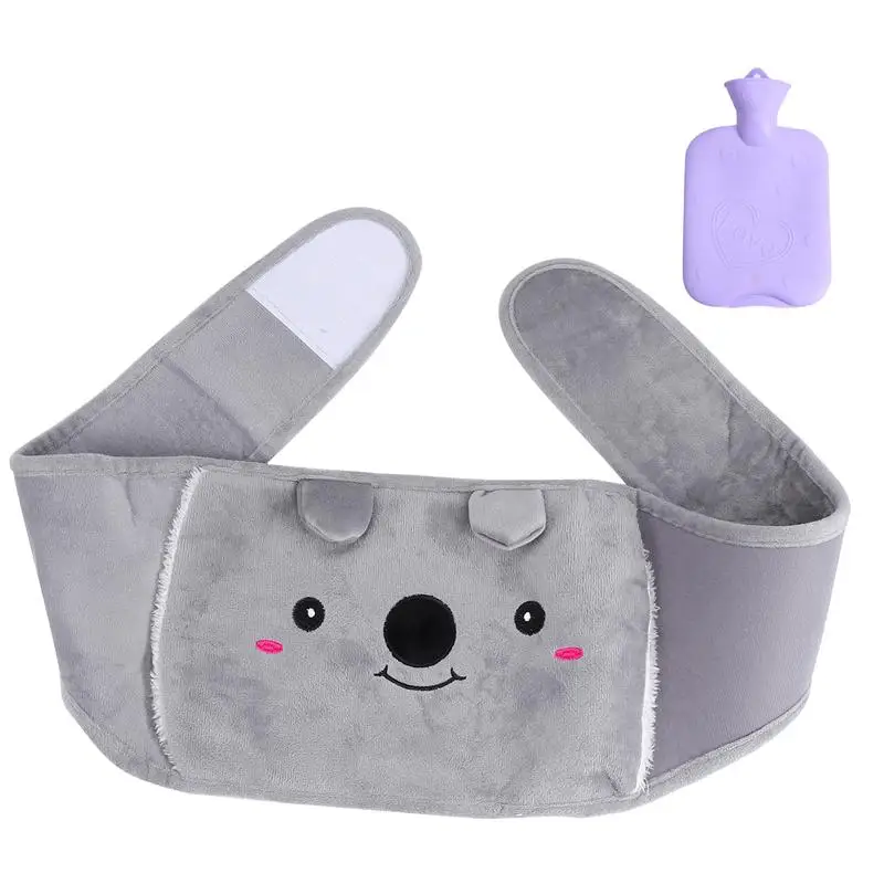 1 Set Hot Water Bottle Bag With Warm Plush Waist Cover Belt For
