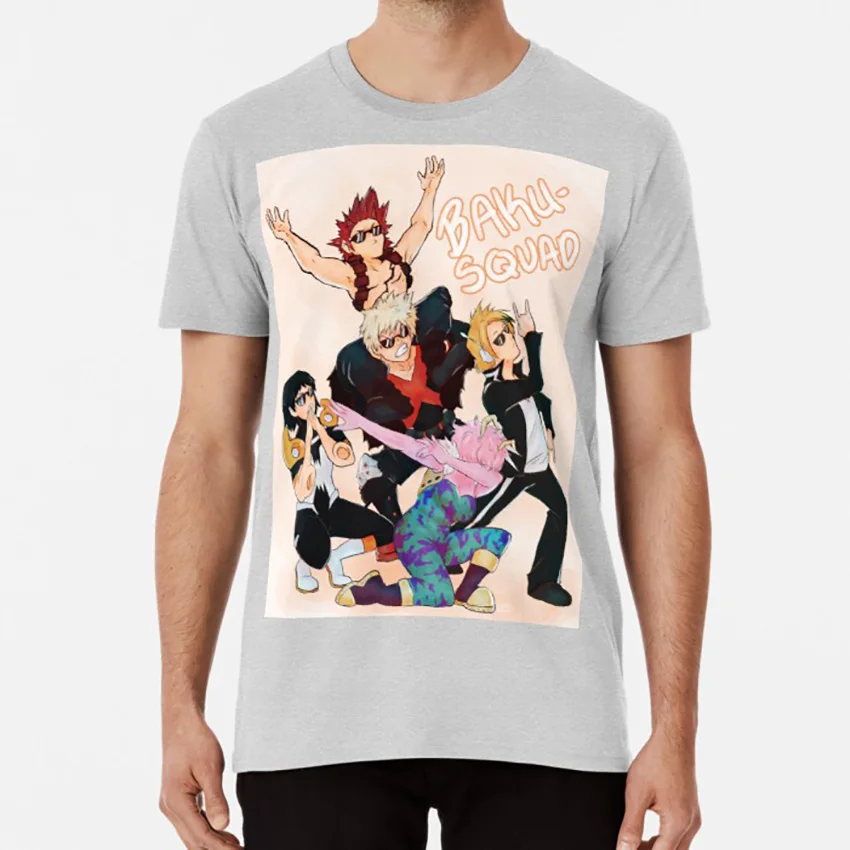 Memesquad 2k18 футболка bnha mina ashido bakugo katsuki denki kaminari sero hanta kirishima eijirou boku no hero academic - Цвет: Серый